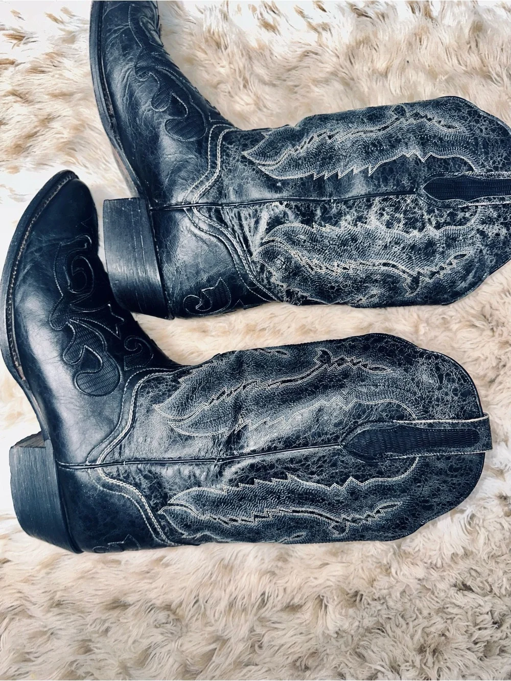 JB Dillon Black Goatskin Leather Cowboy Western Boots Mens Size 12 D